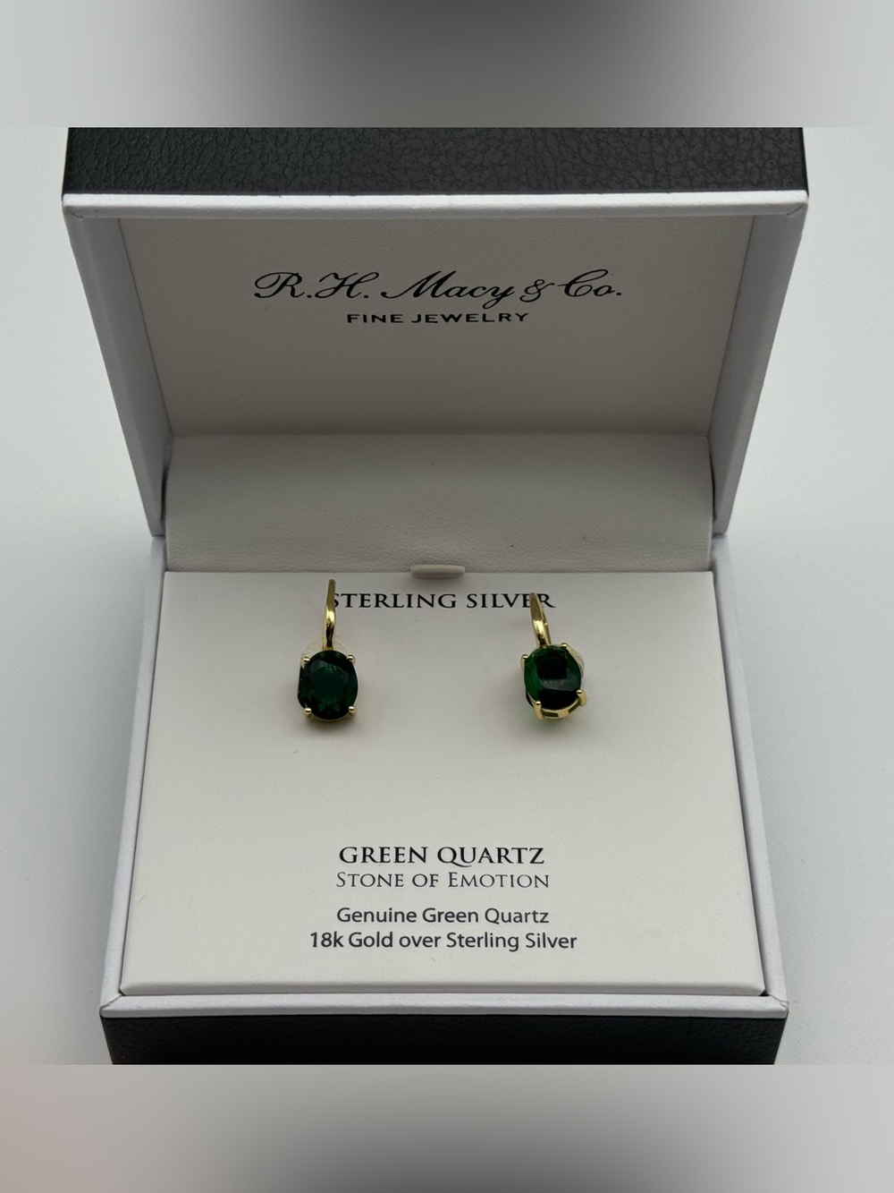 Green Quartz Drop Earrings - 18k Gold over Sterling Silver
